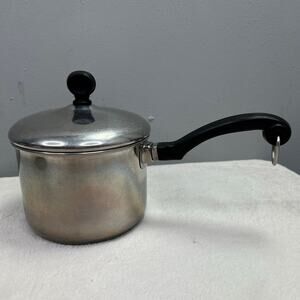 Vintage Farberware 1.5 Qt Saucepan Lid Aluminum Clad Stainless Steel Long Handle